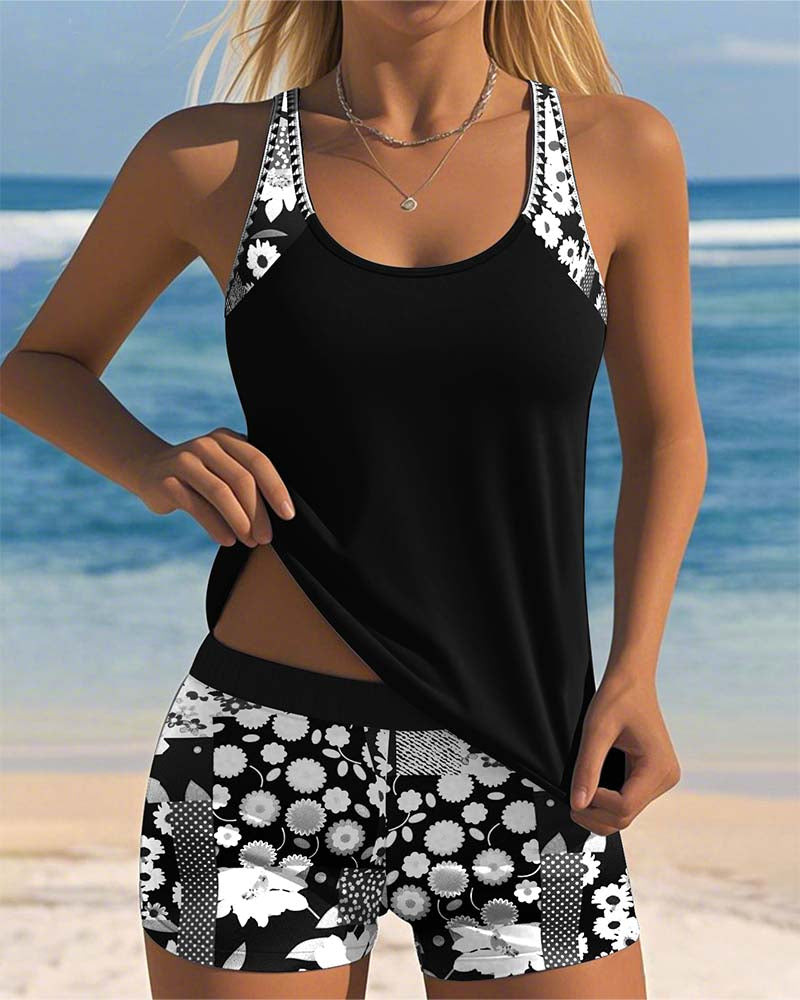 Hazel - Floral Print Two-Piece Swim Set